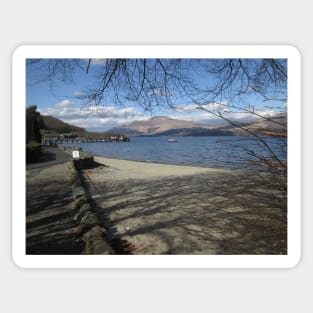 Luss Pier & Ben Lomond, Loch Lomond, Scotland Sticker